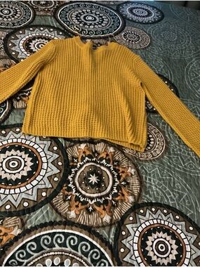 Cozy Mustard Crewneck Knit Sweater